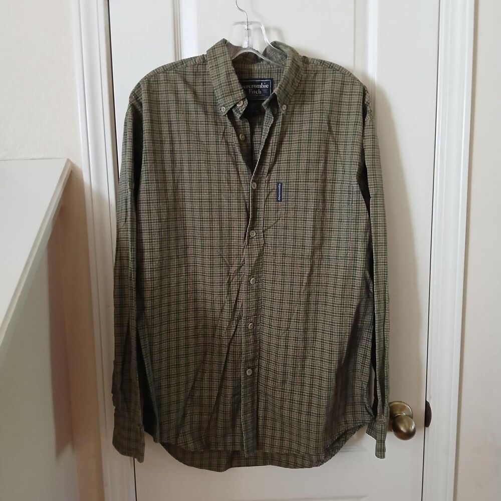 Vintage 90s Abercrombie & Fitch 100% Cotton Plaid Button-Up Shirt S Grunge Indie